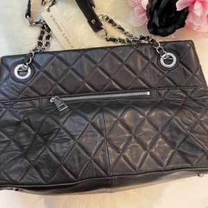 Audrey Brooke Black Quilted Leather Handbag